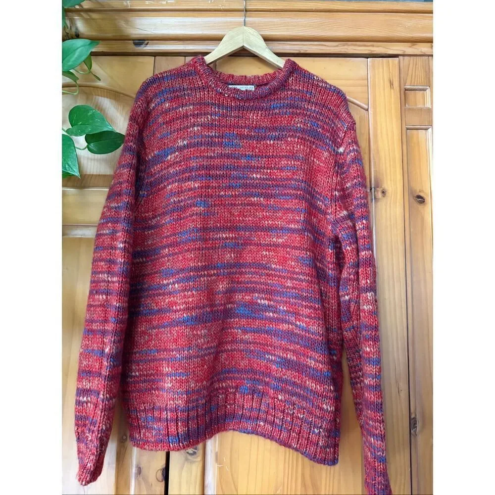 Zara Oversized Chunky Knit Pullover – Red Multi (Marled) – Size M